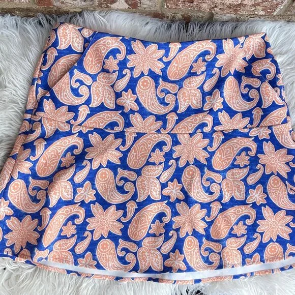 Polo Ralph Lauren Golf Women’s Orange Paisley Moisture Wicking A-Line Skort Sz M
